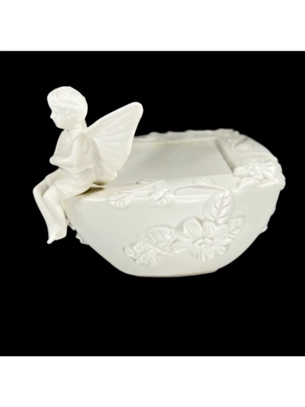 PartyLite Boy Fairy Pillar Candle Holder Retired Angel Enchantment Bisque White